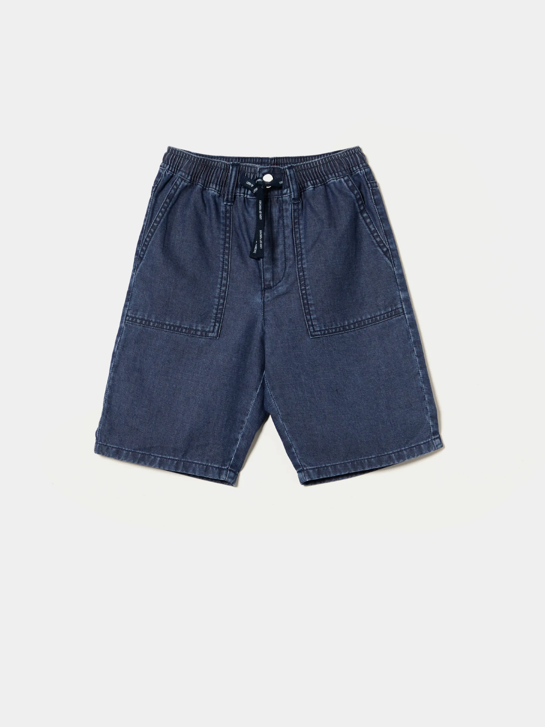 Calções denim com elástico e cordão na cintura|LION OF PORCHES Best Sale