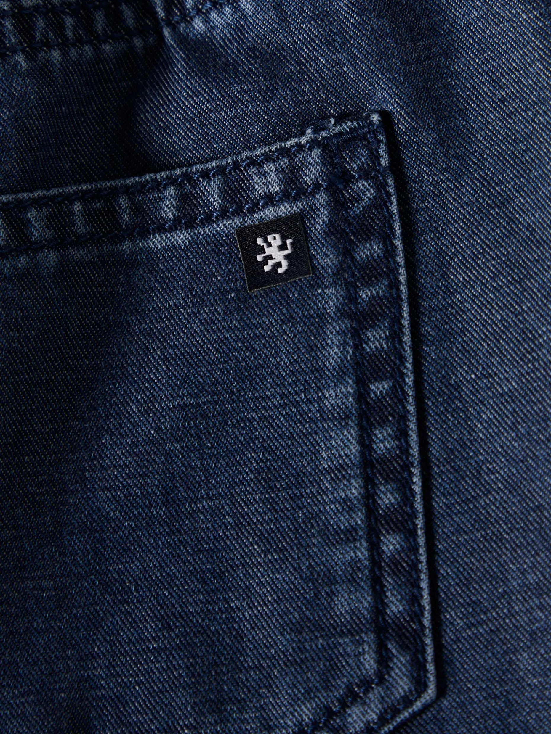 Calções denim com elástico e cordão na cintura|LION OF PORCHES Best Sale