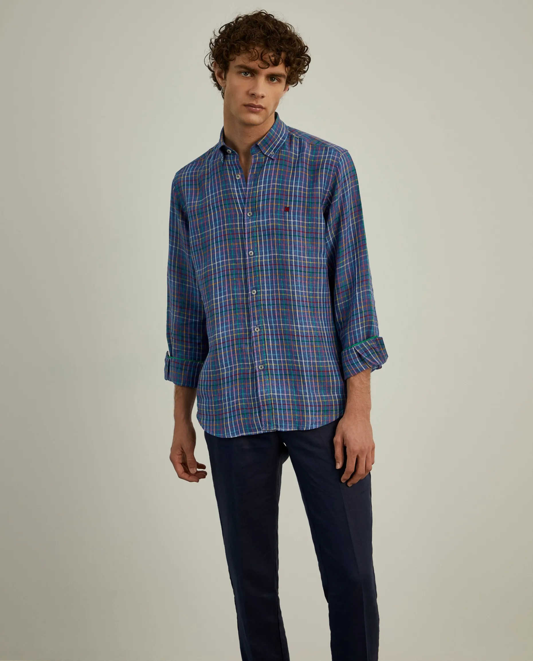 Camisa de quadrados regular fit em linho|LION OF PORCHES Best