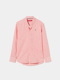 Camisa de riscas com gola mandarim|LION OF PORCHES Outlet