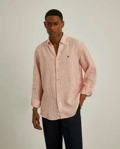 Camisa de riscas em linho|LION OF PORCHES Best Sale