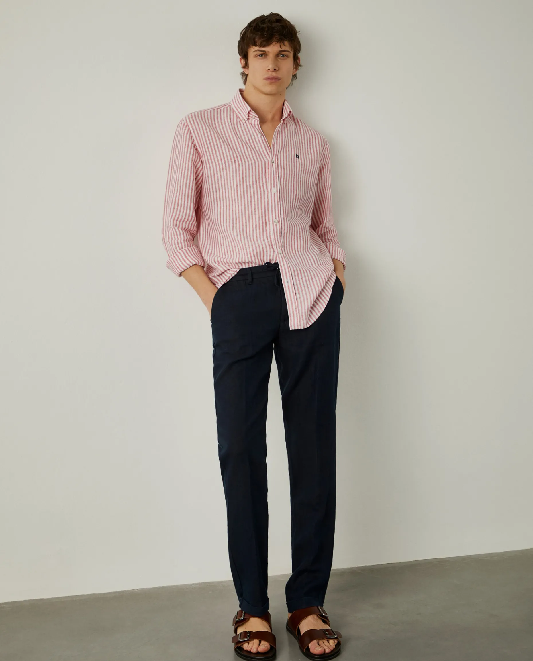 Camisa de riscas em linho|LION OF PORCHES Clearance