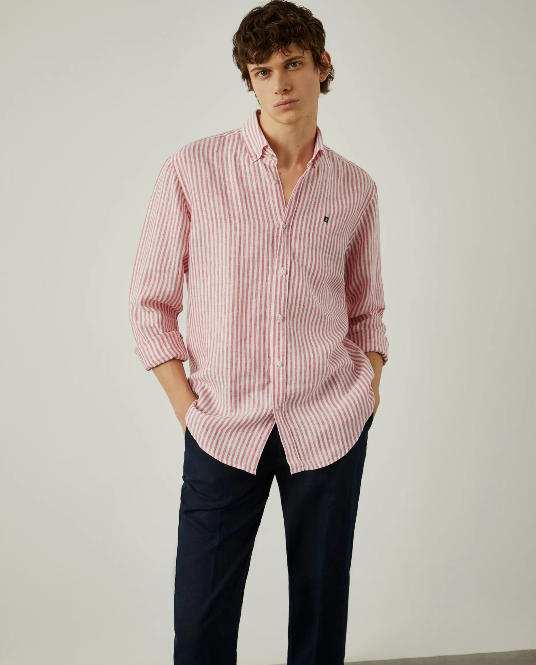 Camisa de riscas em linho|LION OF PORCHES Clearance