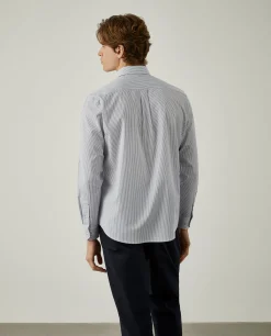 Camisa de riscas regular fit em popelina|LION OF PORCHES Flash Sale