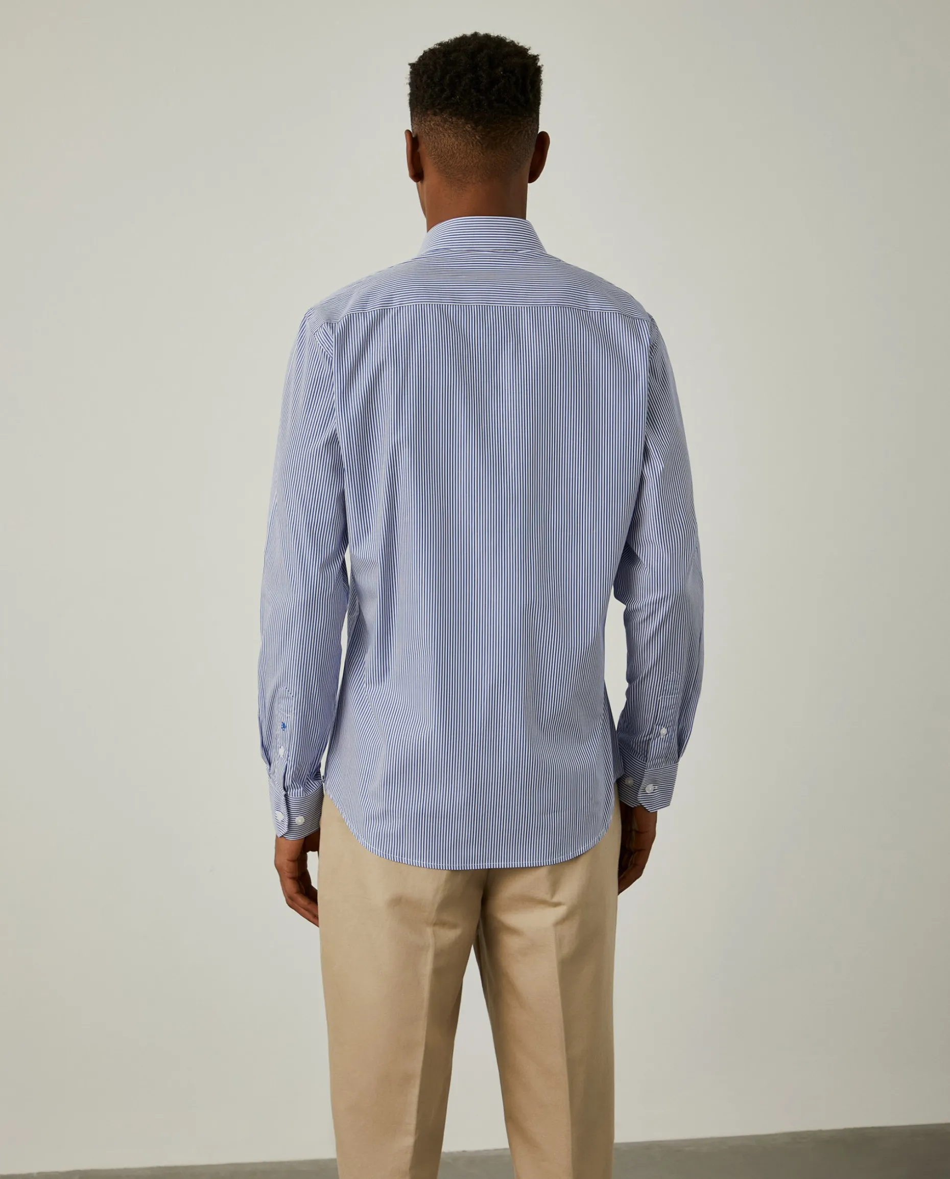 Camisa de riscas slim fit em popelina|LION OF PORCHES Best Sale