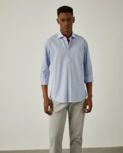 Camisa de riscas slim fit em popelina|LION OF PORCHES Outlet