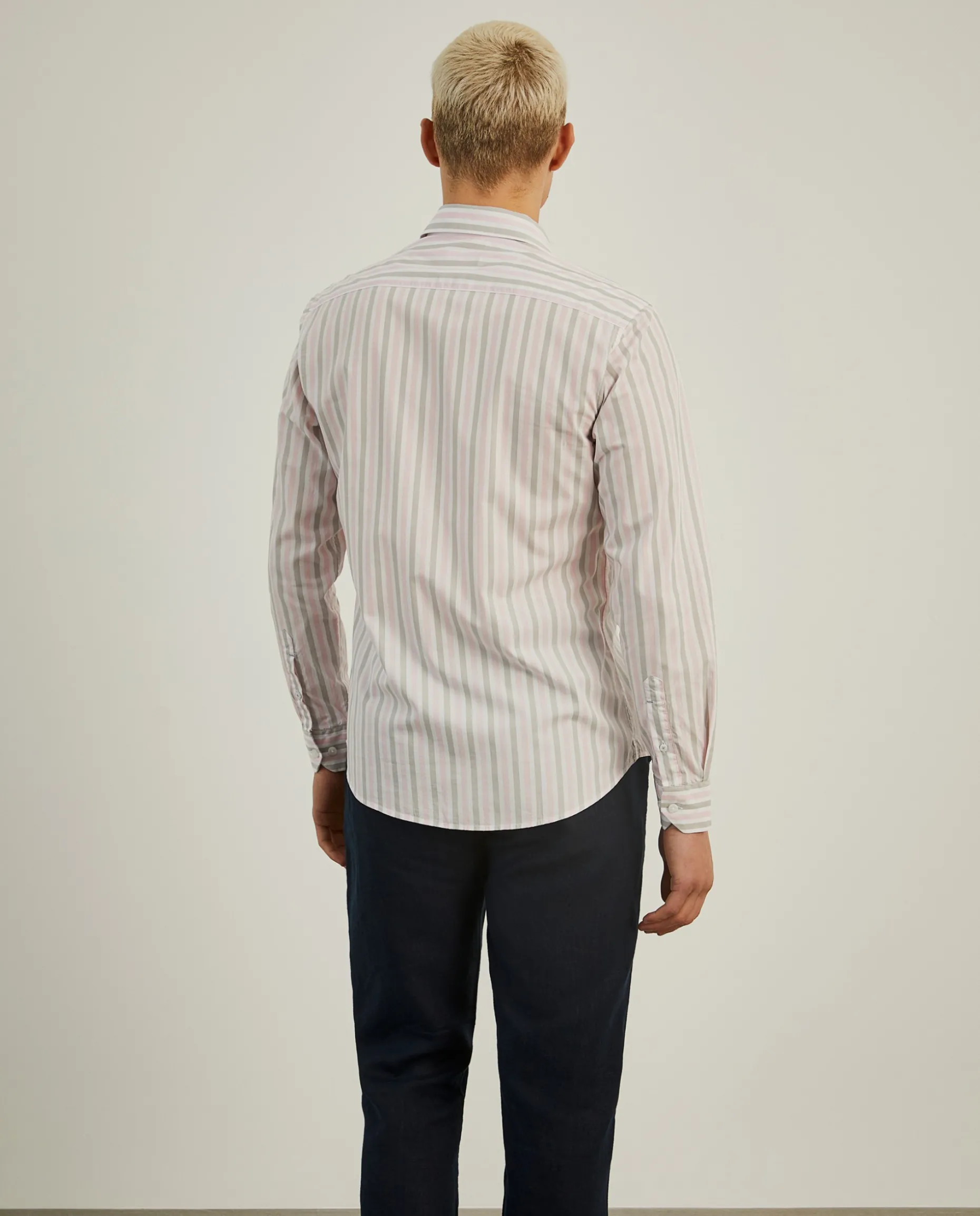 Camisa de riscas slim fit em popelina|LION OF PORCHES Fashion