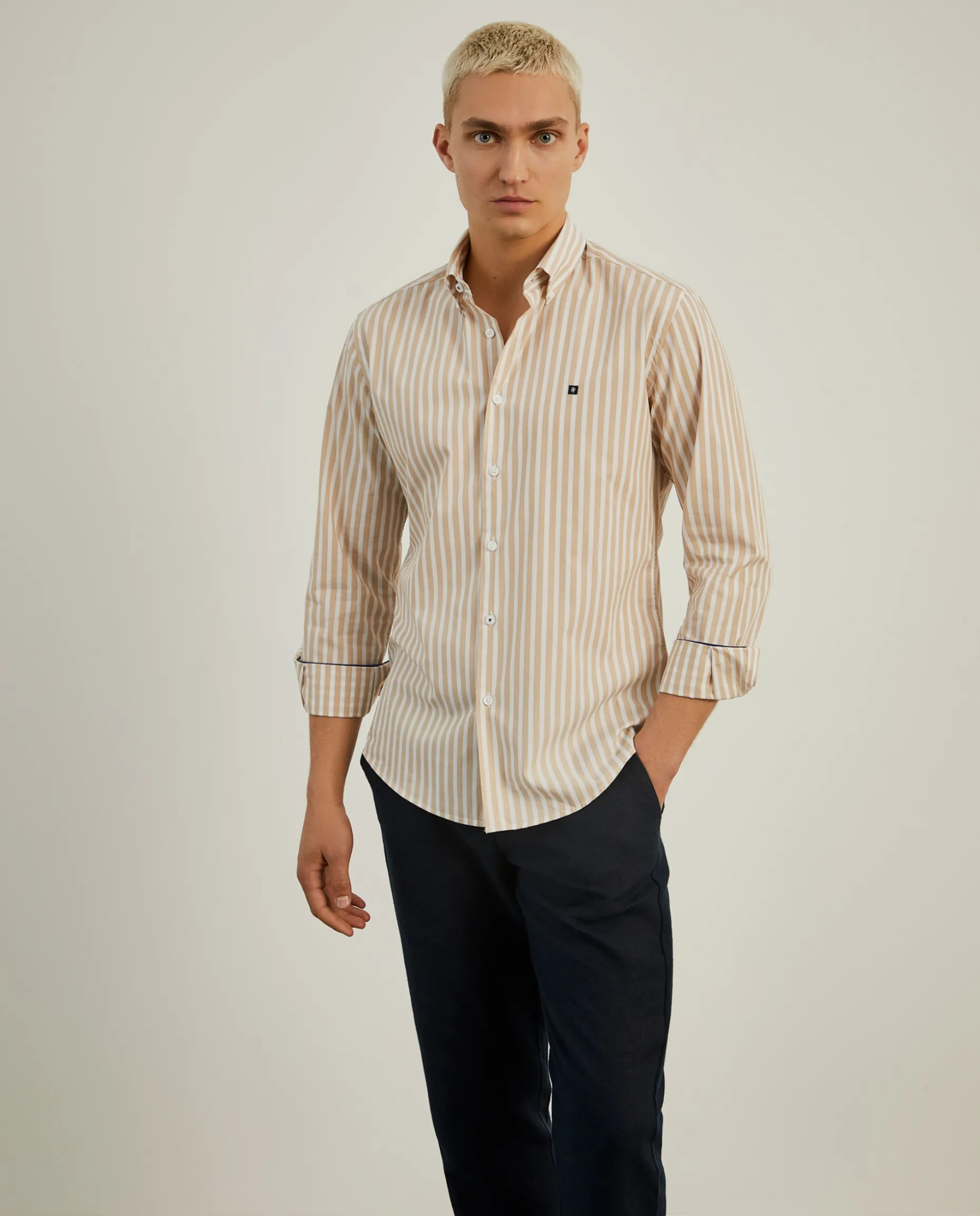 Camisa de riscas slim fit|LION OF PORCHES Clearance