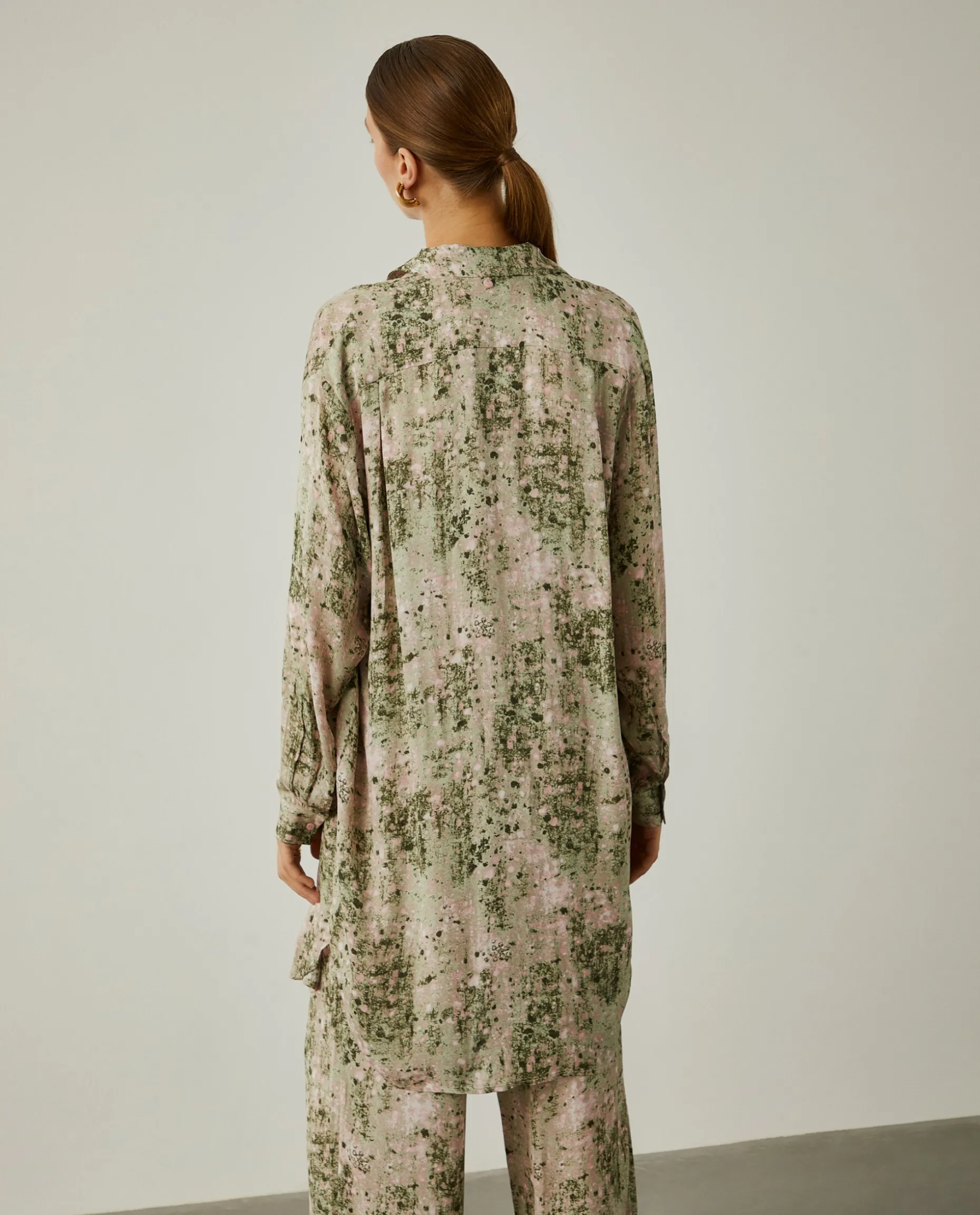 Camisa longa oversize com padrão abstrato|LION OF PORCHES Cheap