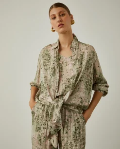 Camisa longa oversize com padrão abstrato|LION OF PORCHES Cheap