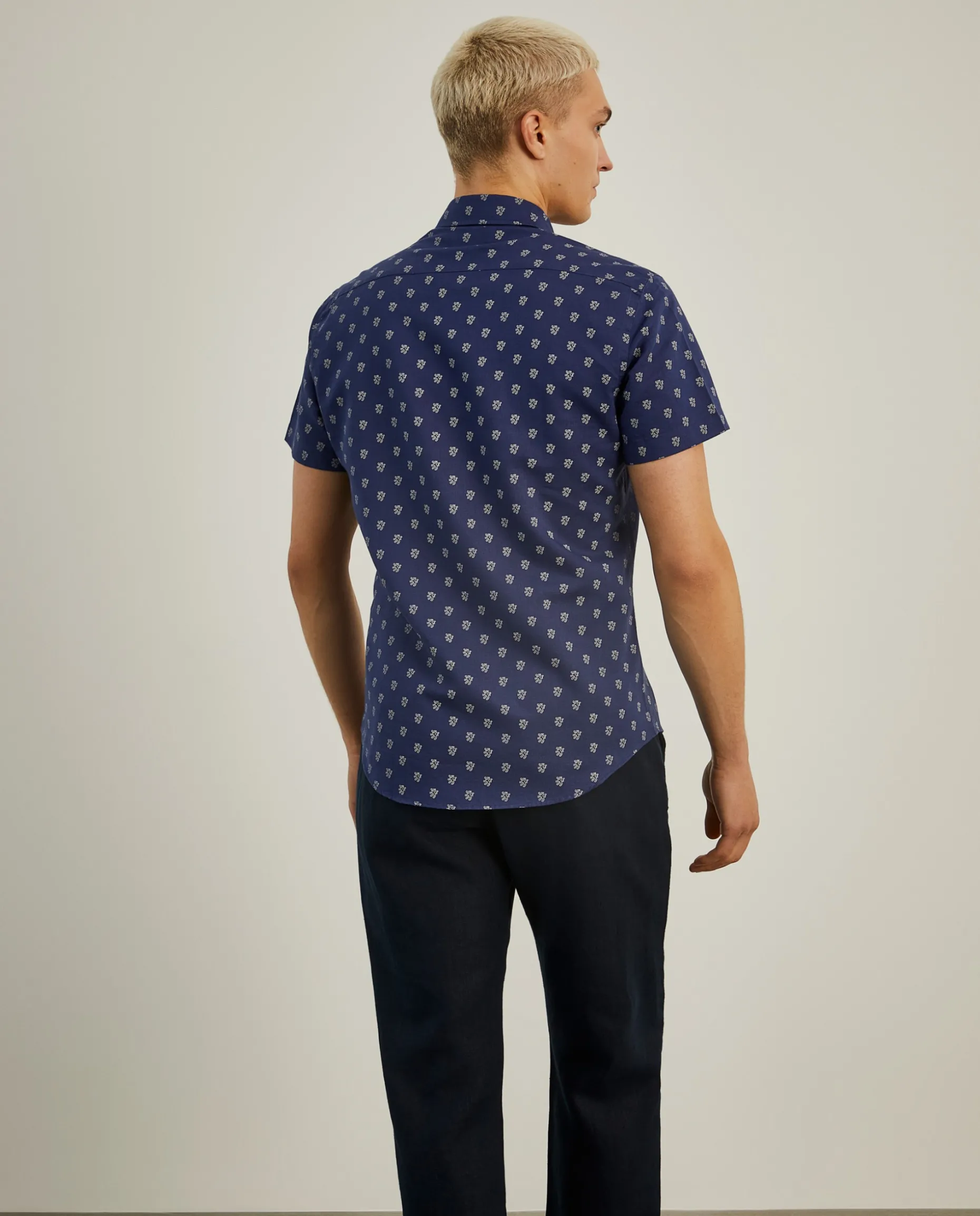 Camisa manga curta em linho e algodão com leões|LION OF PORCHES Shop
