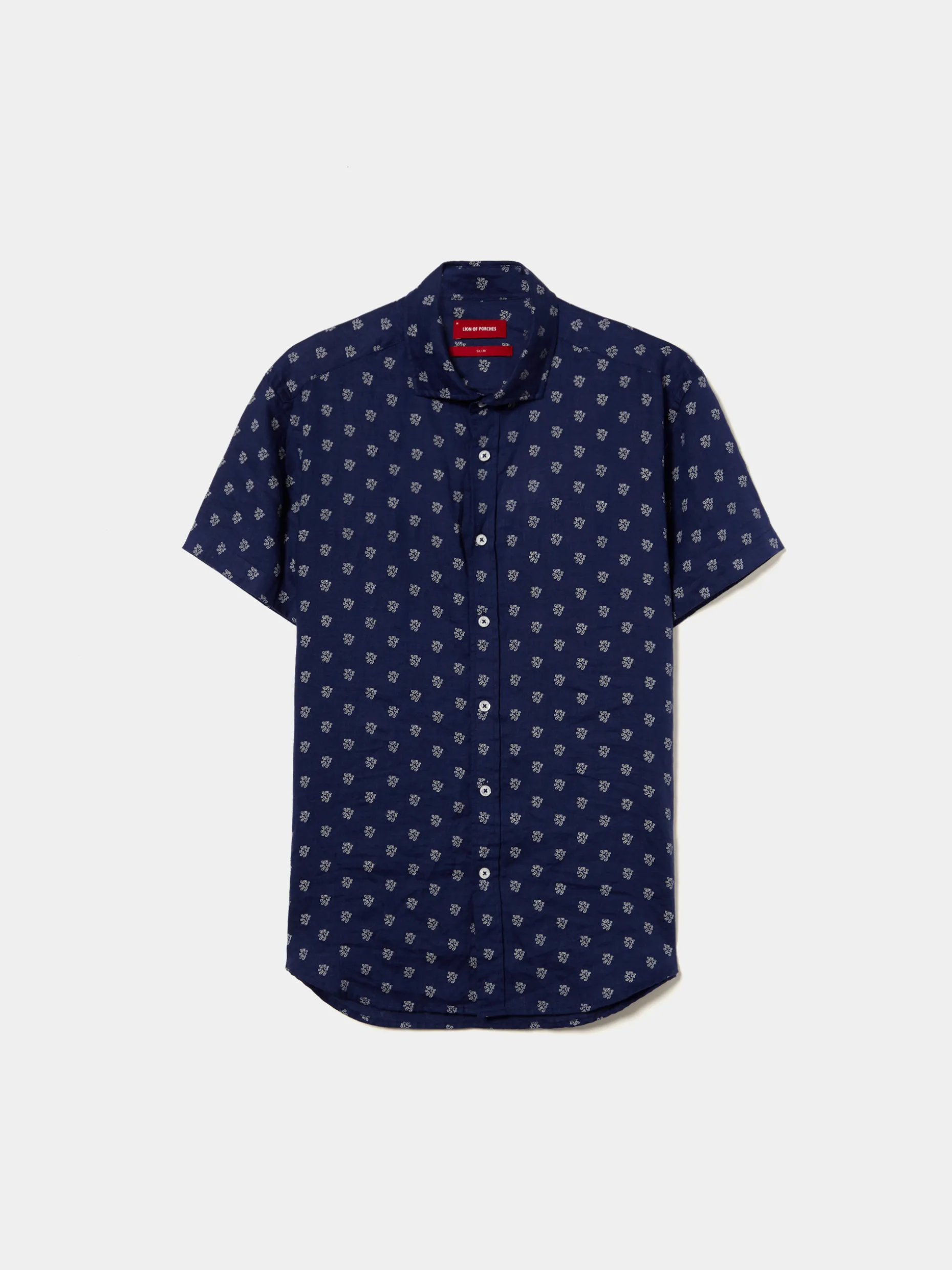 Camisa manga curta em linho e algodão com leões|LION OF PORCHES Shop