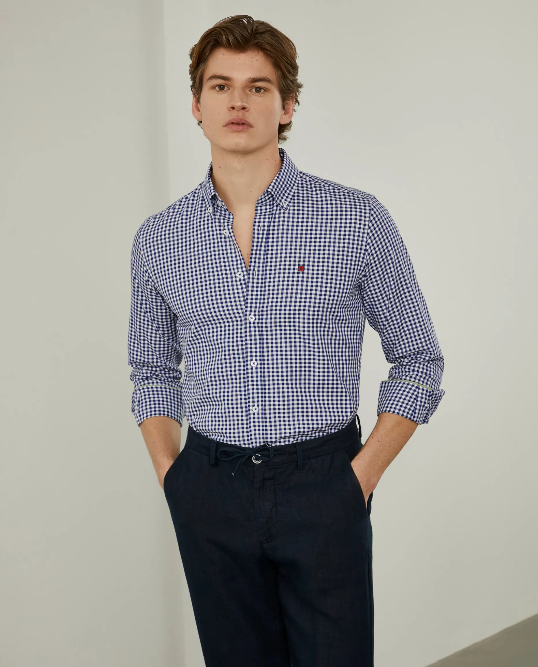 Camisa oxford aos quadrados slim fit|LION OF PORCHES Flash Sale