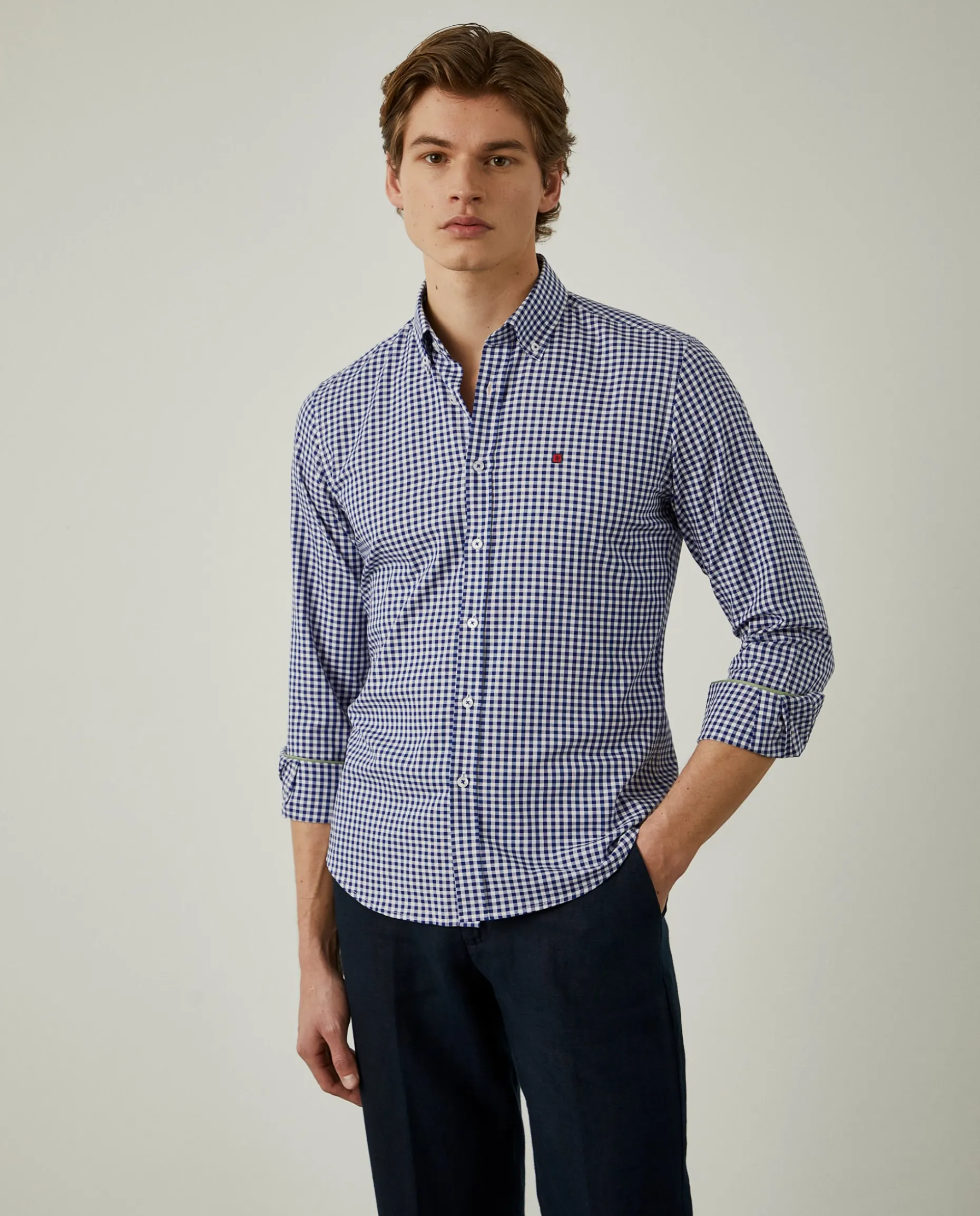 Camisa oxford aos quadrados slim fit|LION OF PORCHES Flash Sale