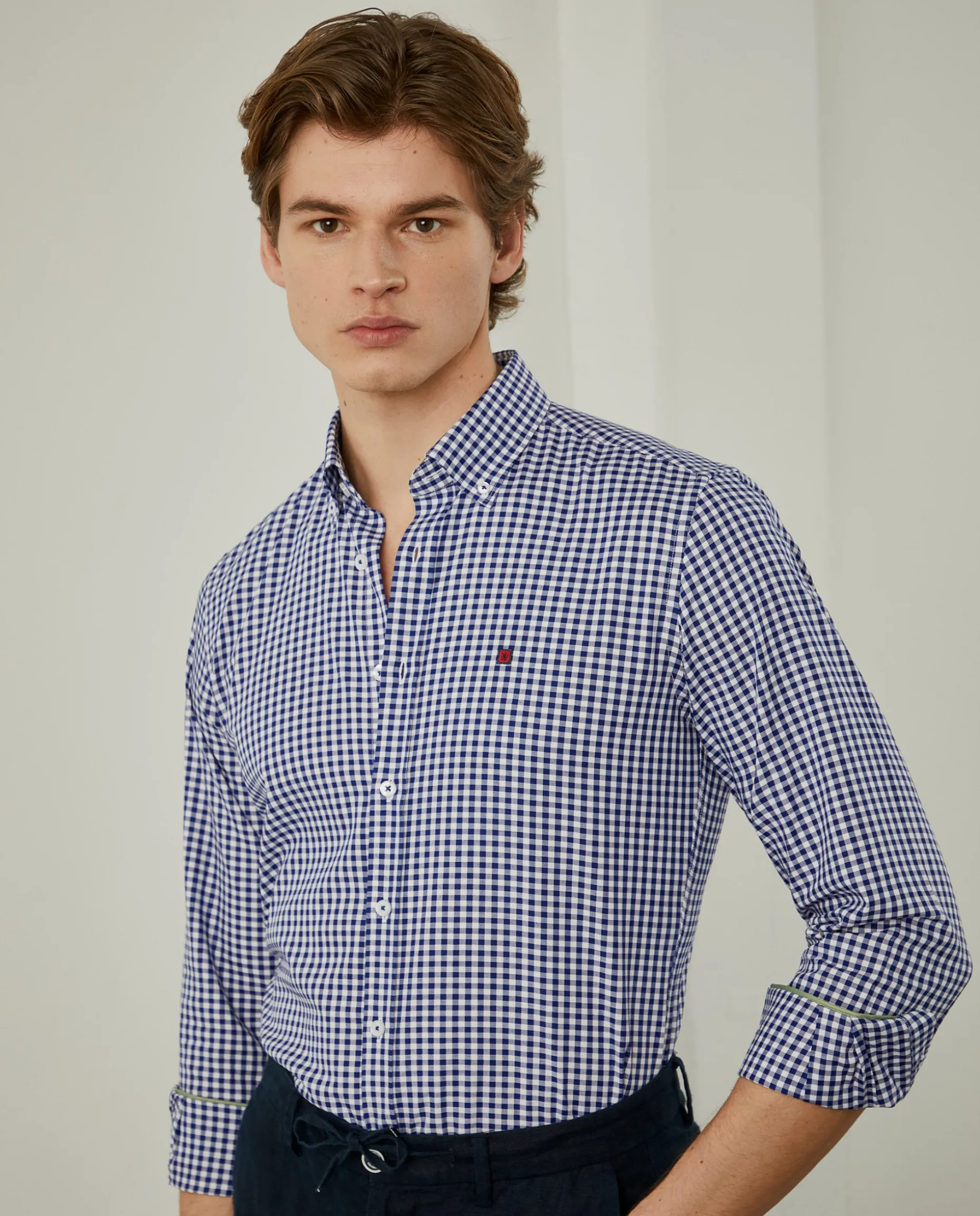 Camisa oxford aos quadrados slim fit|LION OF PORCHES Flash Sale