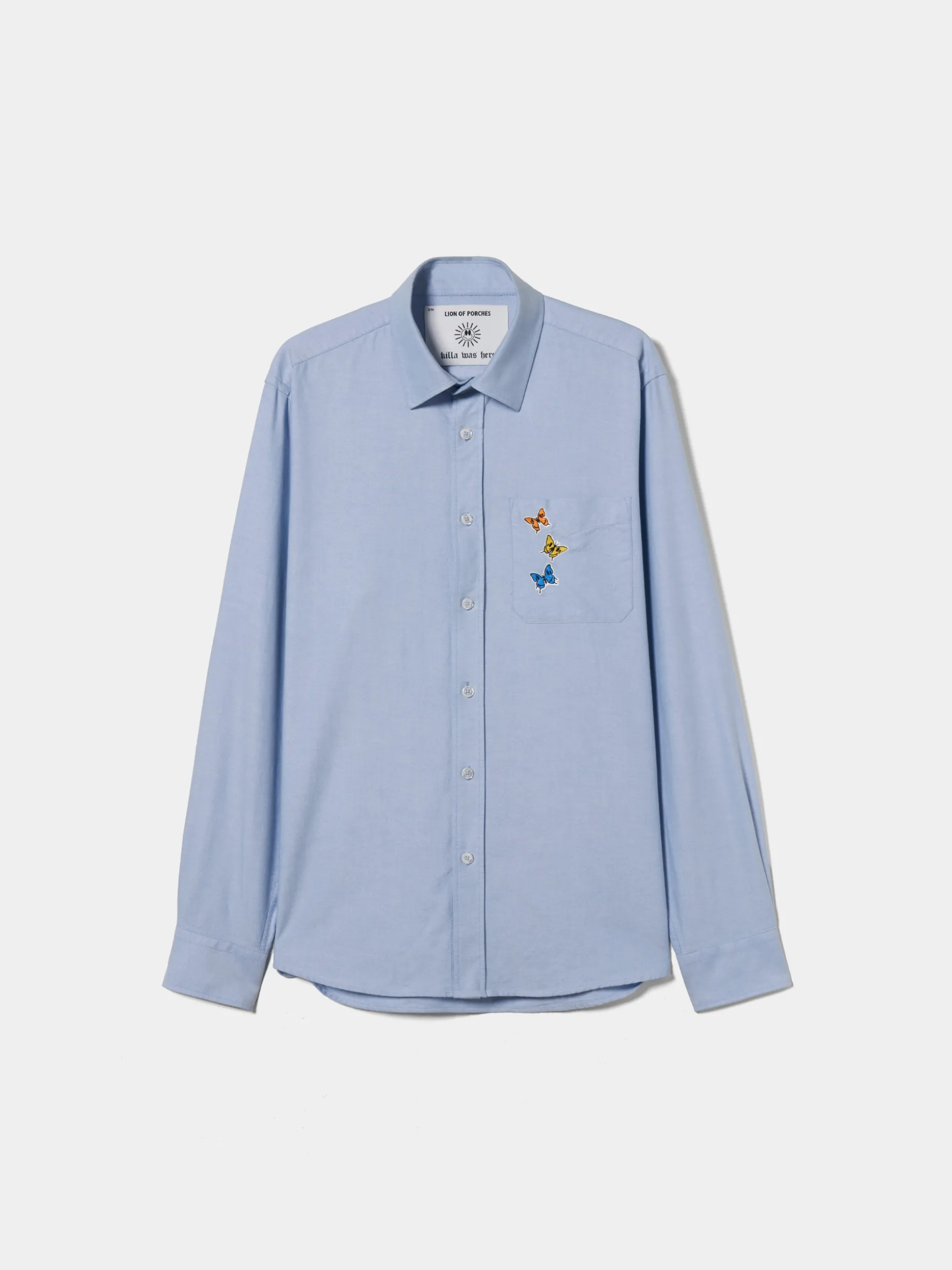 Camisa oxford com borboletas no bolso Lion x Killa|LION OF PORCHES New