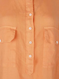 Camisa para mulher comprida em linho com colarinho mandarim|LION OF PORCHES Outlet