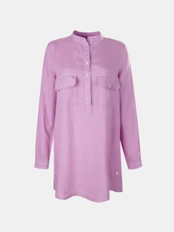 Camisa para mulher comprida em linho com colarinho mandarim|LION OF PORCHES Flash Sale