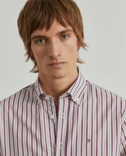 Camisa regular fit com padrão de riscas|LION OF PORCHES Best Sale