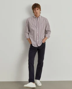 Camisa regular fit com padrão de riscas|LION OF PORCHES Best Sale