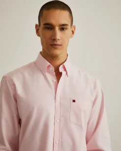 Camisa regular fit de algodão em cor lisa|LION OF PORCHES Store