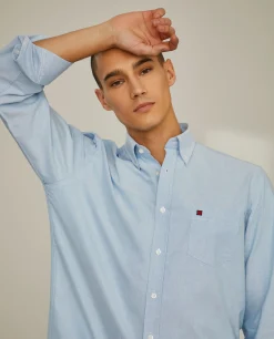 Camisa regular fit de algodão em cor lisa|LION OF PORCHES Clearance