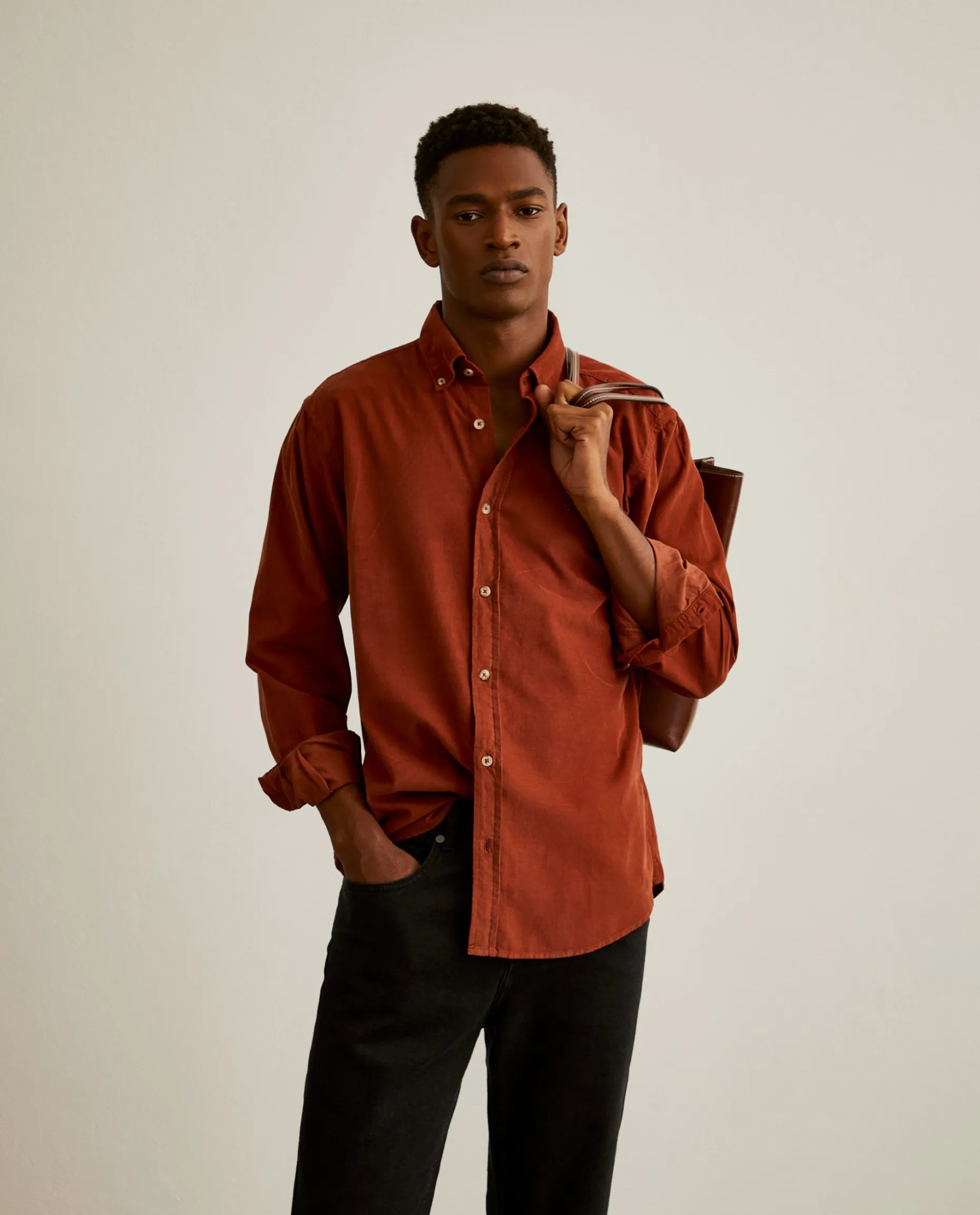 Camisa regular fit de bombazine|LION OF PORCHES Shop