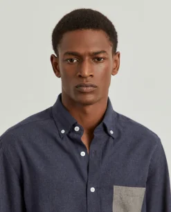 Camisa slim fit com bolso em contraste|LION OF PORCHES Clearance
