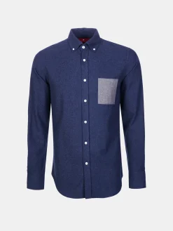 Camisa slim fit com bolso em contraste|LION OF PORCHES Clearance