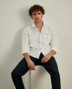 Camisa slim fit com bolsos garment dye|LION OF PORCHES Shop