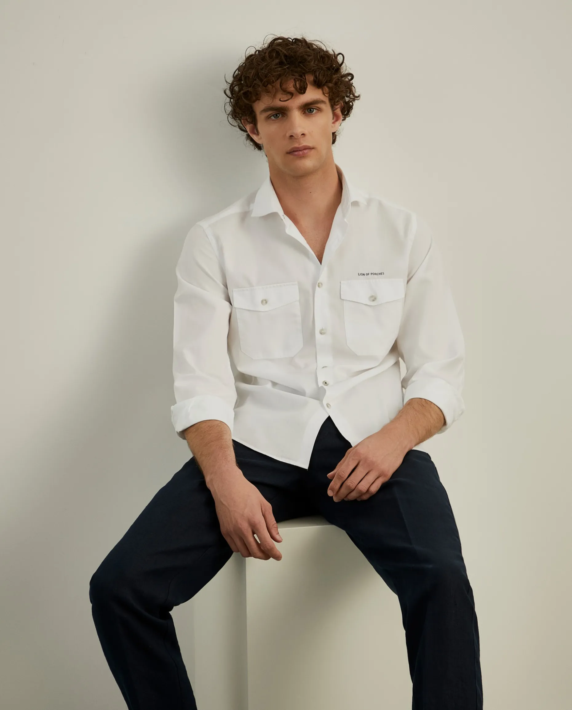Camisa slim fit com bolsos garment dye|LION OF PORCHES Shop