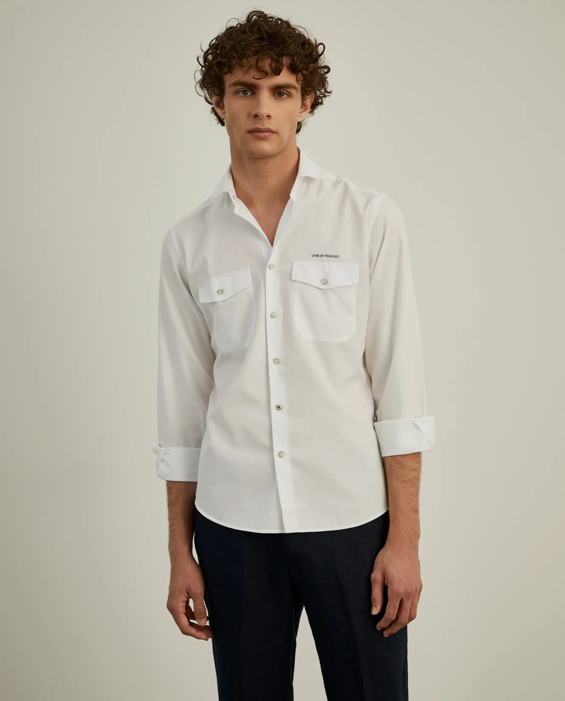 Camisa slim fit com bolsos garment dye|LION OF PORCHES Shop