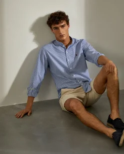 Camisa slim fit com gola mao|LION OF PORCHES Outlet