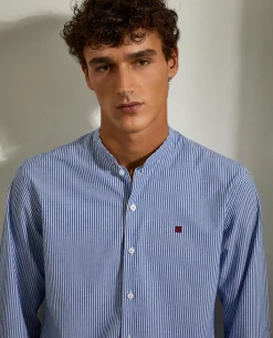 Camisa slim fit com gola mao|LION OF PORCHES Outlet
