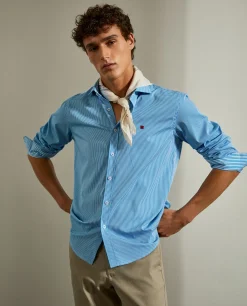 Camisa slim fit com padrão de quadrados|LION OF PORCHES Discount