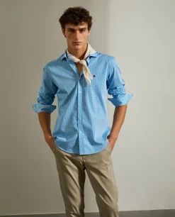 Camisa slim fit com padrão de quadrados|LION OF PORCHES Discount
