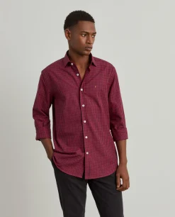 Camisa slim fit com padrão de quadrados|LION OF PORCHES Sale