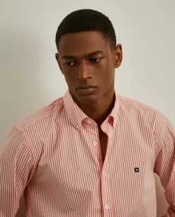 Camisa slim fit com padrão de riscas|LION OF PORCHES Flash Sale