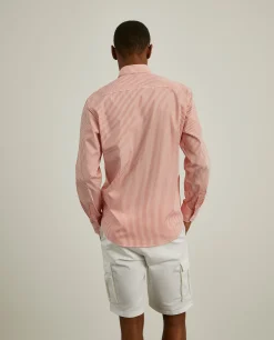 Camisa slim fit com padrão de riscas|LION OF PORCHES Flash Sale