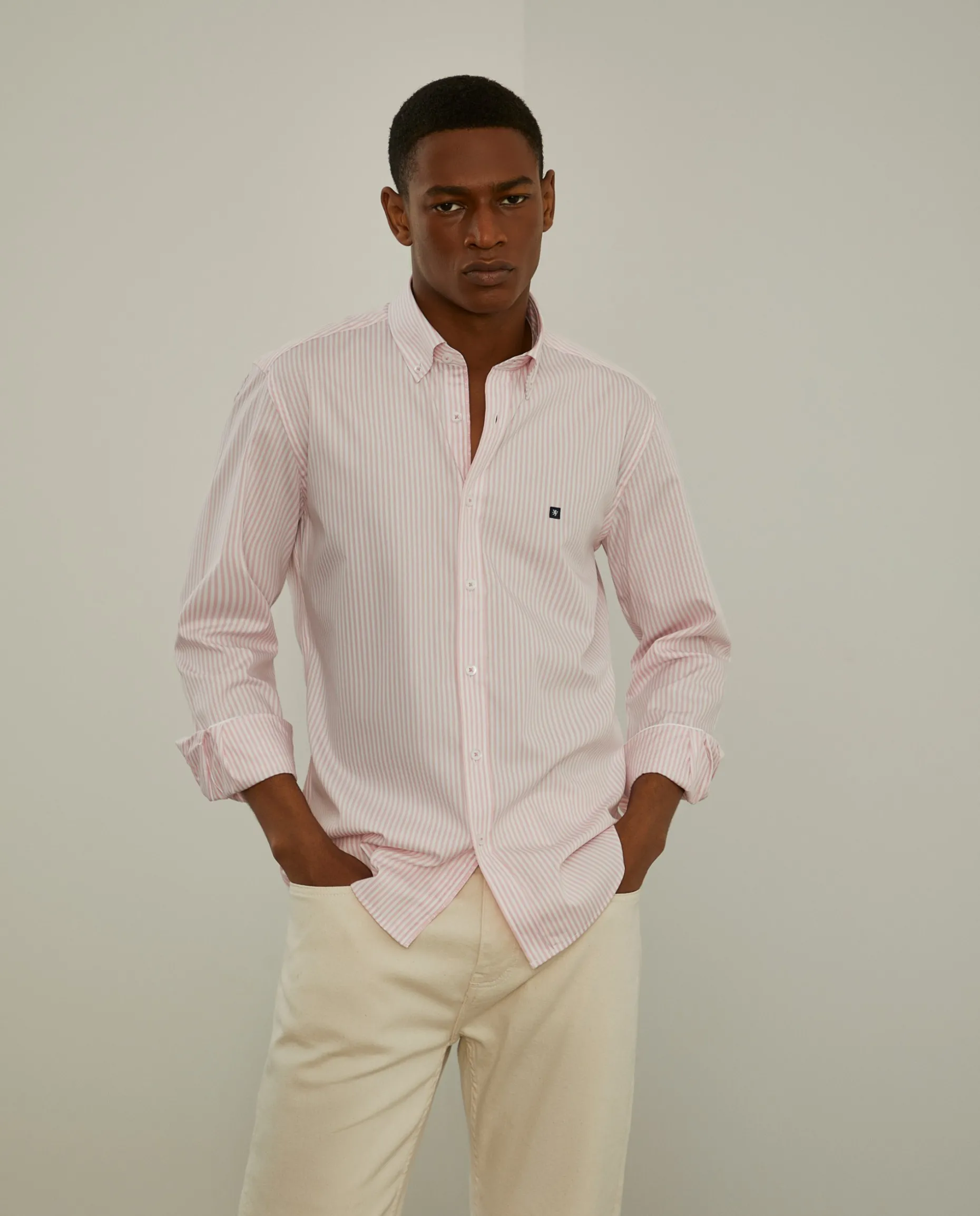 Camisa slim fit com padrão de riscas|LION OF PORCHES Cheap