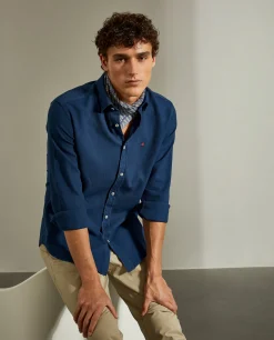 Camisa slim fit com textura|LION OF PORCHES Flash Sale