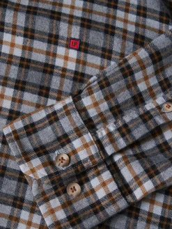 Camisa slim fit de algodão com padrão de xadrez|LION OF PORCHES Store