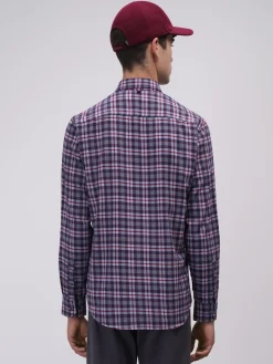 Camisa slim fit de algodão com padrão de xadrez|LION OF PORCHES Hot