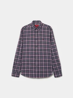 Camisa slim fit de algodão com padrão de xadrez|LION OF PORCHES Hot