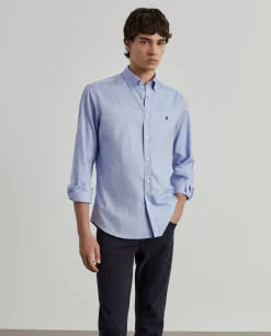Camisa slim fit de algodão em cor lisa|LION OF PORCHES Shop