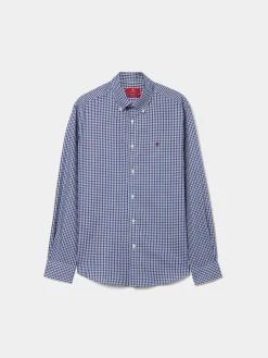 Camisa slim fit de algodão com padrão de xadrez|LION OF PORCHES Sale