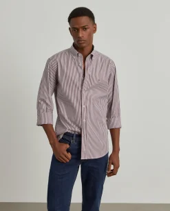 Camisa slim fit de algodão às riscas|LION OF PORCHES Best