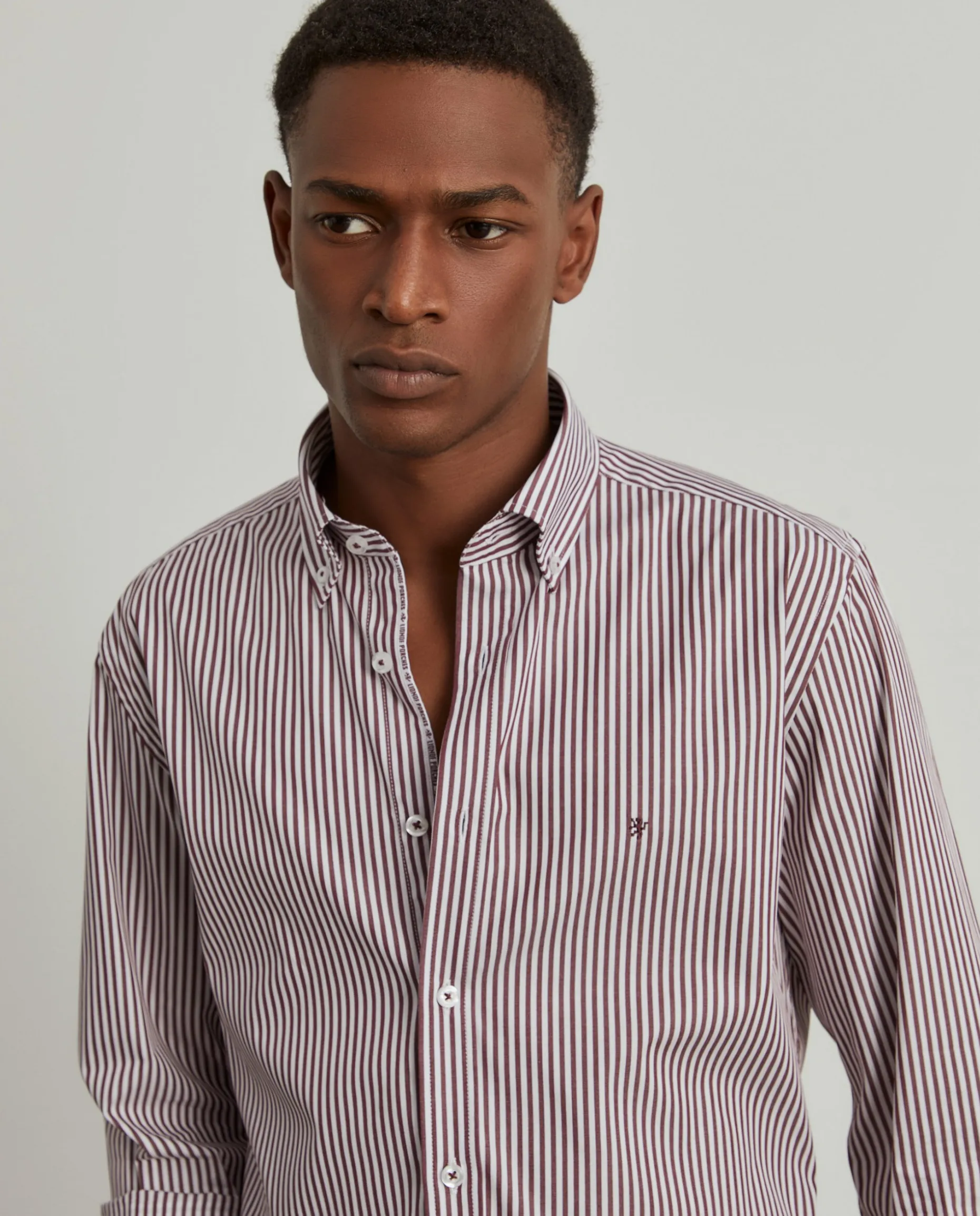 Camisa slim fit de algodão às riscas|LION OF PORCHES Best