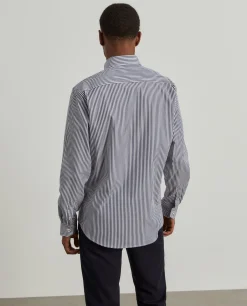 Camisa slim fit de algodão às riscas|LION OF PORCHES Clearance