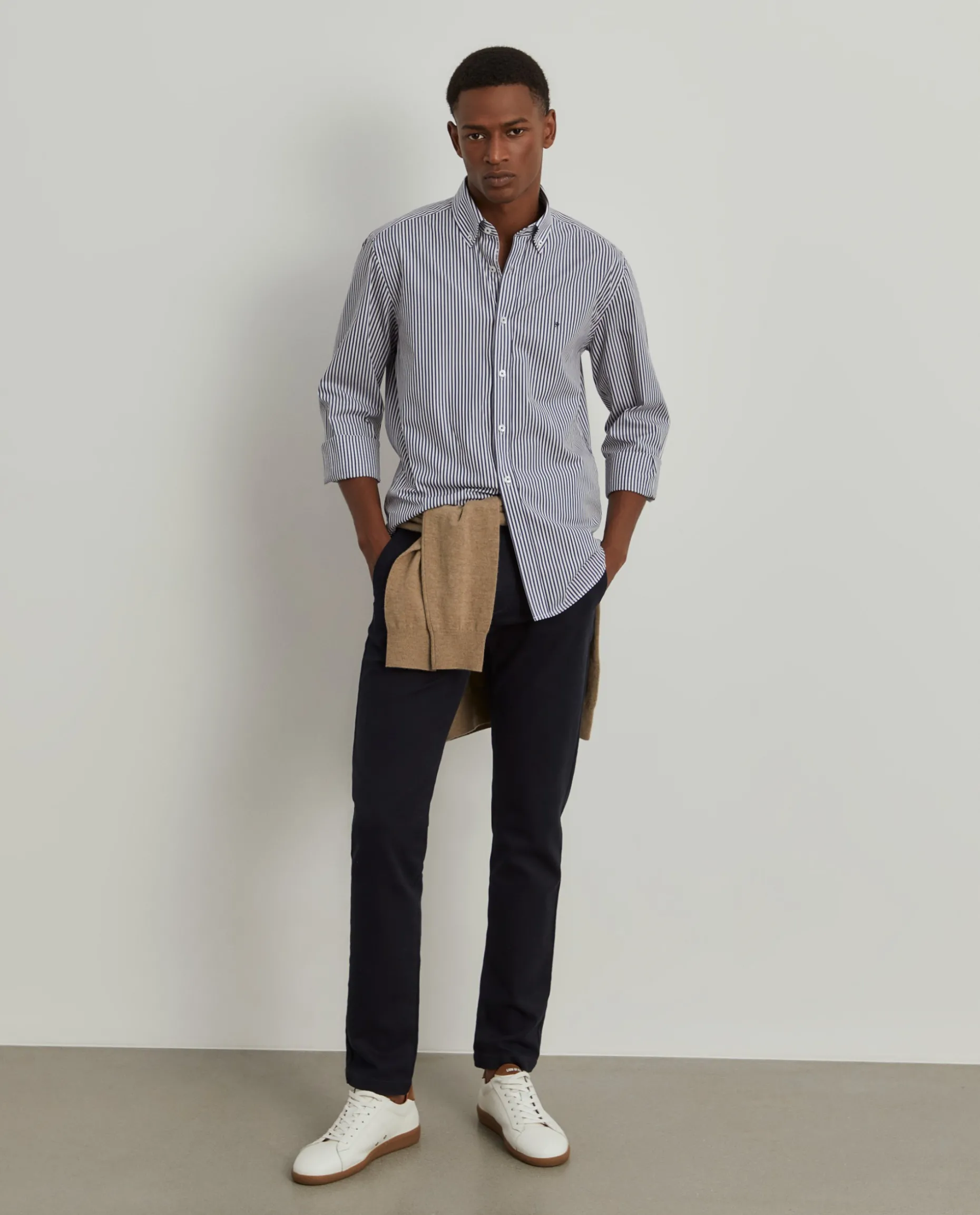 Camisa slim fit de algodão às riscas|LION OF PORCHES Clearance